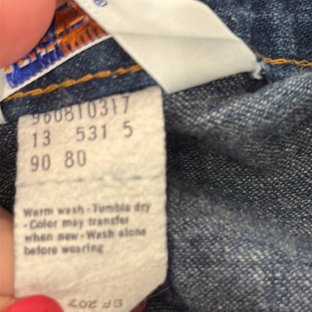 VINTAGE Levi’S 70’s Denim Skirt Orange Tab Dark Denim Button Up Size Small - Picture 6 of 6